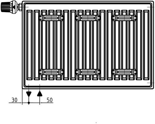 Стальной панельный радиатор Brugman Tип 22 300x100x500 FEV220300501UBY (нижнее подключение)