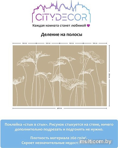 Виниловые обои Citydecor Perfect Lines 3 400x260