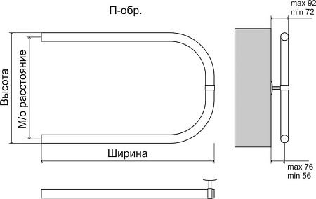 Полотенцесушитель TERMINUS Эконом П-обр AISI 32x2 (500x500)
