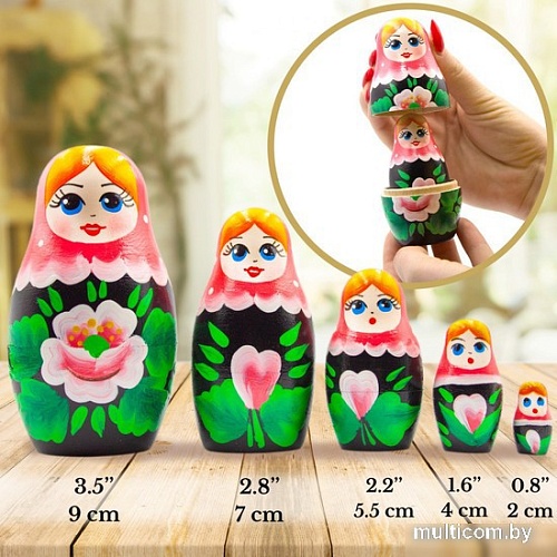 Развивающая игра Брестская Матрешка В розовом платке и сакурой (набор 5 шт)