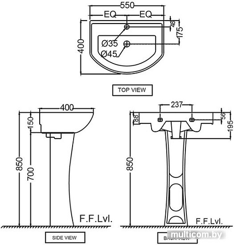Умывальник Jaquar CNS-WHT-801