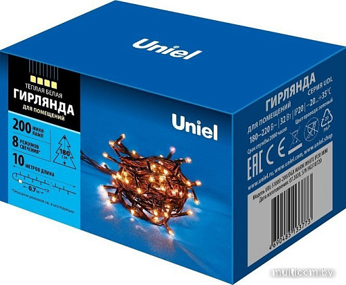 Новогодняя гирлянда Uniel UDL-S1000-200/DGA WARM WHITE IP20 MINI UL-00007190