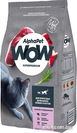 Сухой корм для кошек AlphaPet WOW для взрослых кошек утка и потроха 121316 (7 кг)