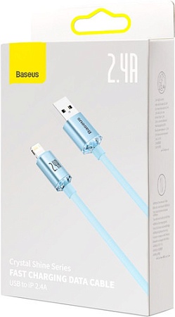Кабель Baseus Crystal Shine USB Type-A - Lightning (2 м, голубой)