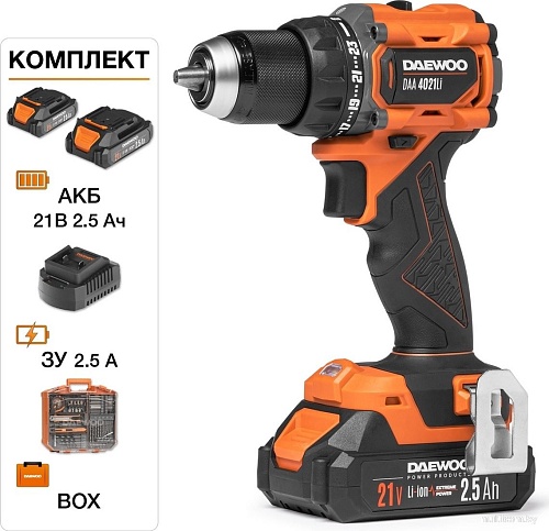Дрель-шуруповерт Daewoo Power DAA 4021Li Set Box (с 2-мя АКБ, кейс)