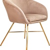 Стул с подлокотниками AksHome Amur (светло-коричневый велюр/золото)