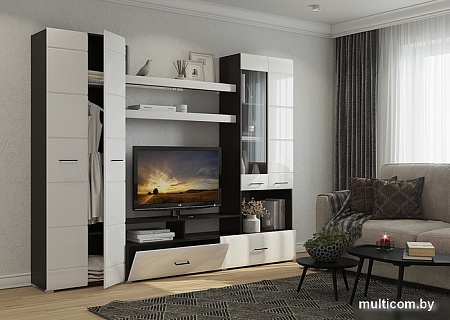 Стенка Горизонт Альфа (венге/белый глянец)