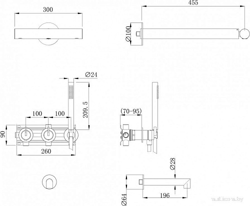 Душевая система Abber Perfekte 316 AF8A50BG (золото брашированное)