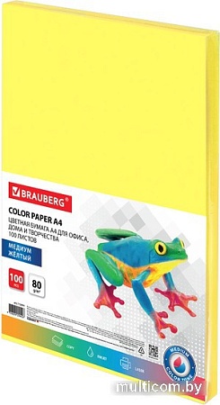 Офисная бумага BRAUBERG А4 80 г/м2 100 л 112454 (лимонно-желтый)