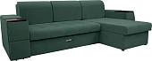 Диван Сириус Лидер-13 с оттоманкой НПБ 285x165 (Eva 19 велюр темно-зеленый)
