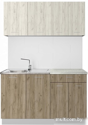 Готовая кухня Артём-Мебель Лана СН-113 без стекла 1.4 (дуб крафт белый/дуб крафт серый)