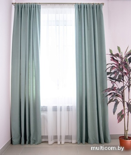 Комплект штор Decoretto Канвас нежно-мятный КНМ-К248 4x2.6 м (зеленый, 2 шт)