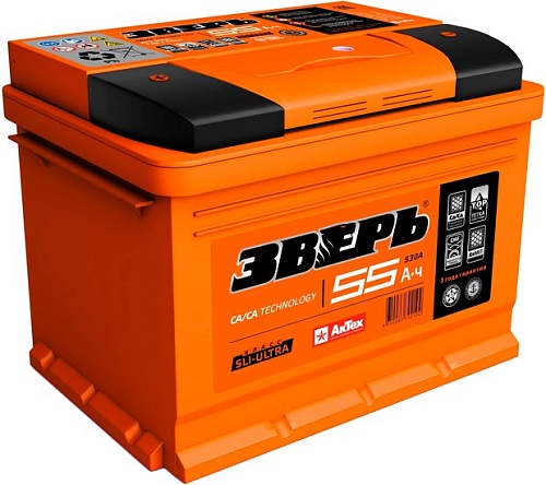 Автомобильный аккумулятор Зверь Ca+ ZV 55-З-L (55 А·ч)