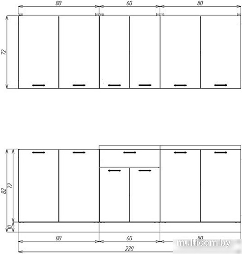 Готовая кухня ЭлиГард Lion 2.2 (сосна каньон/дуб каньон/малага)