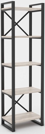 Стеллаж Hype Mebel Стандарт 80x200 (черный/древесина белая)