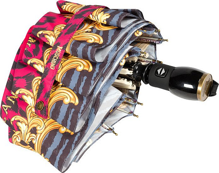 Складной зонт Moschino 8009-OCJ Logo animalier Fuxia