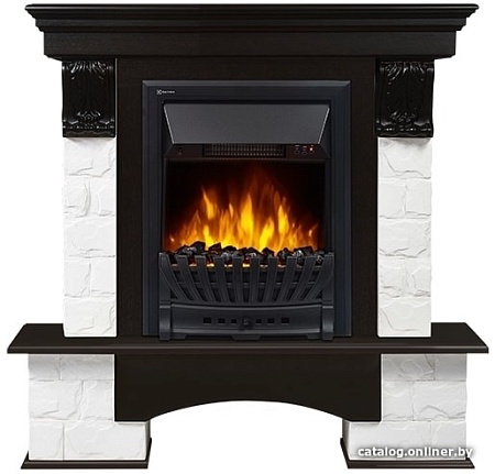 Портал Firelight Forte Classic (камень белый/шпон темный дуб)