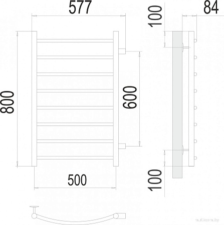 Полотенцесушитель TERMINUS Классик П8 500x800 (боковое подключение 60, хром)