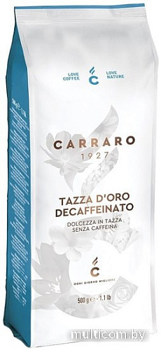 Кофе Carraro Tazza D'oro Decaffeinato в зернах 500 г