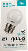 Светодиодная лампочка Gauss Basic LED-M G45 7W 630lm 4000K E27 LED 10502272