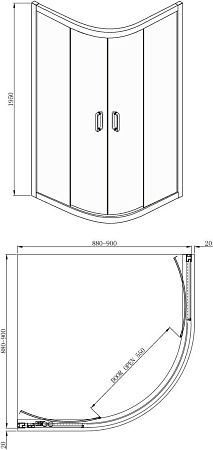 Душевой уголок Adema Glass Line 100х90 (тонированное стекло)