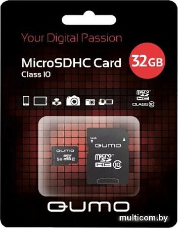 Карта памяти QUMO microSDHC QM32GMICSDHC10U3 32GB (с адаптером)