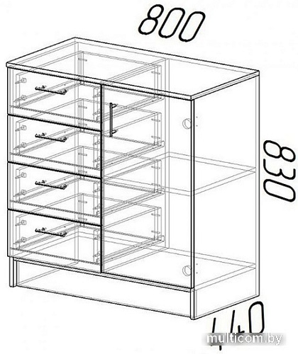 Комод МебельЭра К800 1Д (венге-лоредо)