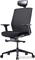 Офисное кресло Bestuhl J1 Black Pl с подголовником и подлокотником (черная сетка/черная ткань)