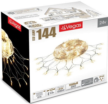 Световая сетка Vegas 55030 144 LED (теплый белый)