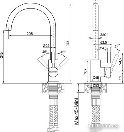 Смеситель Paulmark Holstein HO212063-DG (графит)