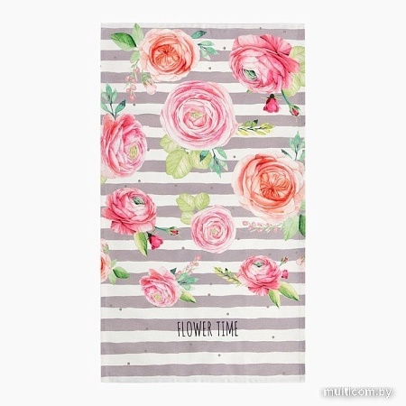 Полотенце Этель Пионы 7599088 (белый/розовый/серый)
