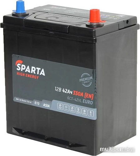 Автомобильный аккумулятор Sparta High Energy Asia 6СТ-42 Рус 330A (42 А·ч)