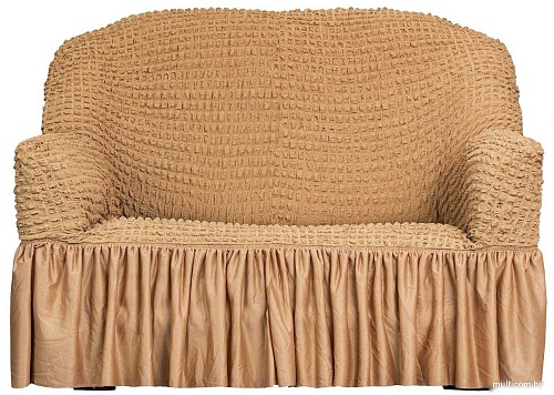 Чехол для дивана Софатэкс Люкс ПО-4 с оборкой (кофе с молоком)