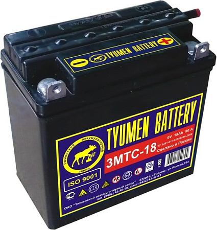 Мотоциклетный аккумулятор Tyumen Battery Лидер 3МТС-18 (18 А&middot;ч)