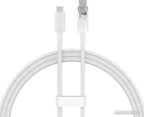 Кабель Baseus Explorer Series Fast Charging Cable Auto Power-Off For Overheating 100W USB Type-C - USB Type-C (1 м, белый)