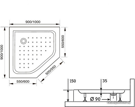 Душевой поддон RGW LUX/TN-TR 16180599-41 90x90