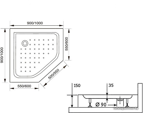 Душевой поддон RGW LUX/TN-TR 16180599-41 90x90