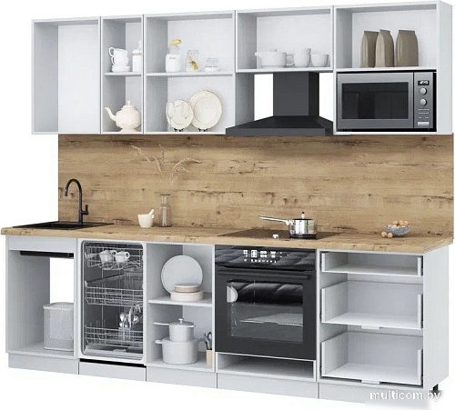 Готовая кухня Интерлиния Мила Лайт 2.6-ПМ4 (дуб золотой/бетон/дуб бунратти)