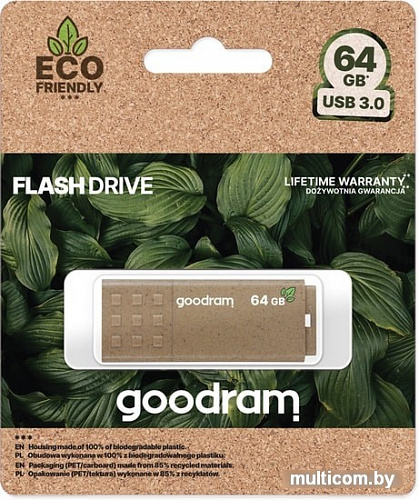 USB Flash GOODRAM UME3 Eco Friendly 64GB (коричневый)