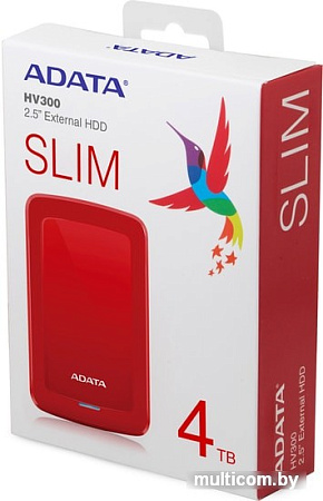 Внешний жесткий диск A-Data HV300 AHV300-4TU31-CRD 4TB (красный)