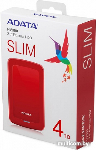 Внешний жесткий диск A-Data HV300 AHV300-4TU31-CRD 4TB (красный)