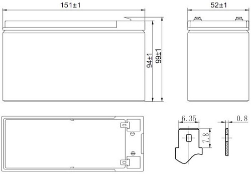 Аккумулятор для ИБП Delta HR 12-24W (12В/6 А·ч)