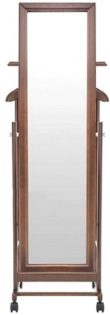 Стойка для одежды Мебелик с зеркалом на колесах В 24Н (средне-коричневый)