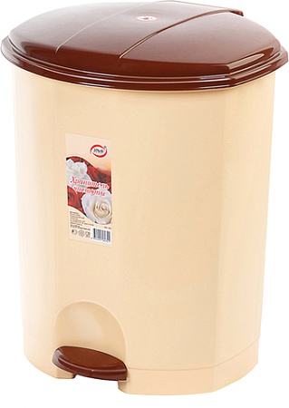 Мусорное ведро Эльфпласт EP031 с педалью (11 л, бежево-коричневый)