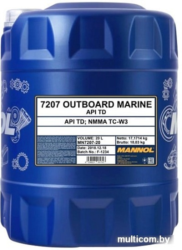 Моторное масло Mannol Outboard Marine API TD 20л