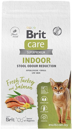 Сухой корм для кошек Brit care Cat Indoor Stool Odour Reduction с индейкой 1.5 кг