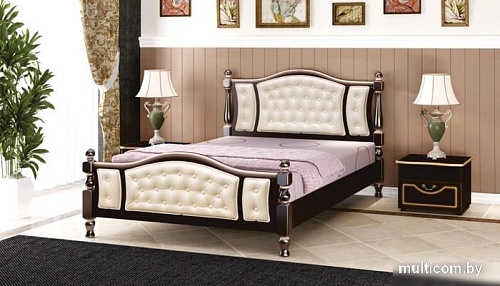 Кровать Bravo Мебель Жасмин 200x160 (темный орех/экокожа светлая, основание металл)