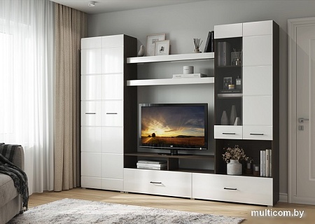 Стенка Горизонт Альфа (венге/белый глянец)