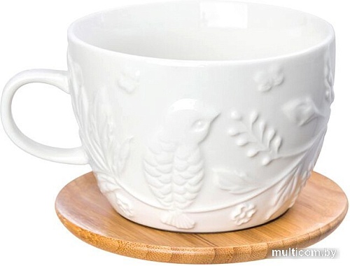 Чашка с блюдцем Elan Gallery Птички на ветке 540217