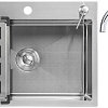 Кухонная мойка Saniteco 6045 + Spike F9S07000 (хром, с сифоном, дозатором и коландером)